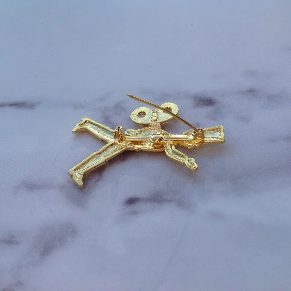 JJ Jonette Jewelry Gold Rhodium Plated BROOCH Toy Soldier in Full Regalia